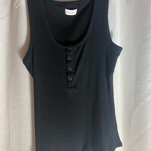 Kendall & Kylie Black Buttoned Tank Top